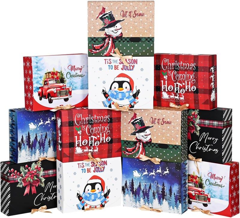 WLUSEAXI 12Pack Large Christmas Gift Boxes, 12x9.8x3.1Inches Christmas Boxes for Gifts with Lids, Perfect for Festive Gift Wrapping and Xmas Holiday Present - Image 1